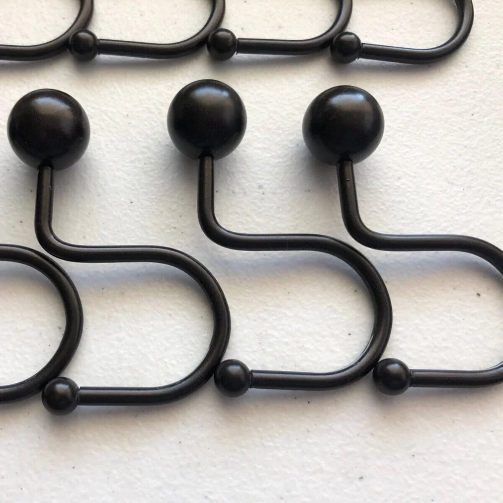 3 For $15 S Hook Style Shower Curtain Hooks Brown Heavy Weight Ball Design Hooks